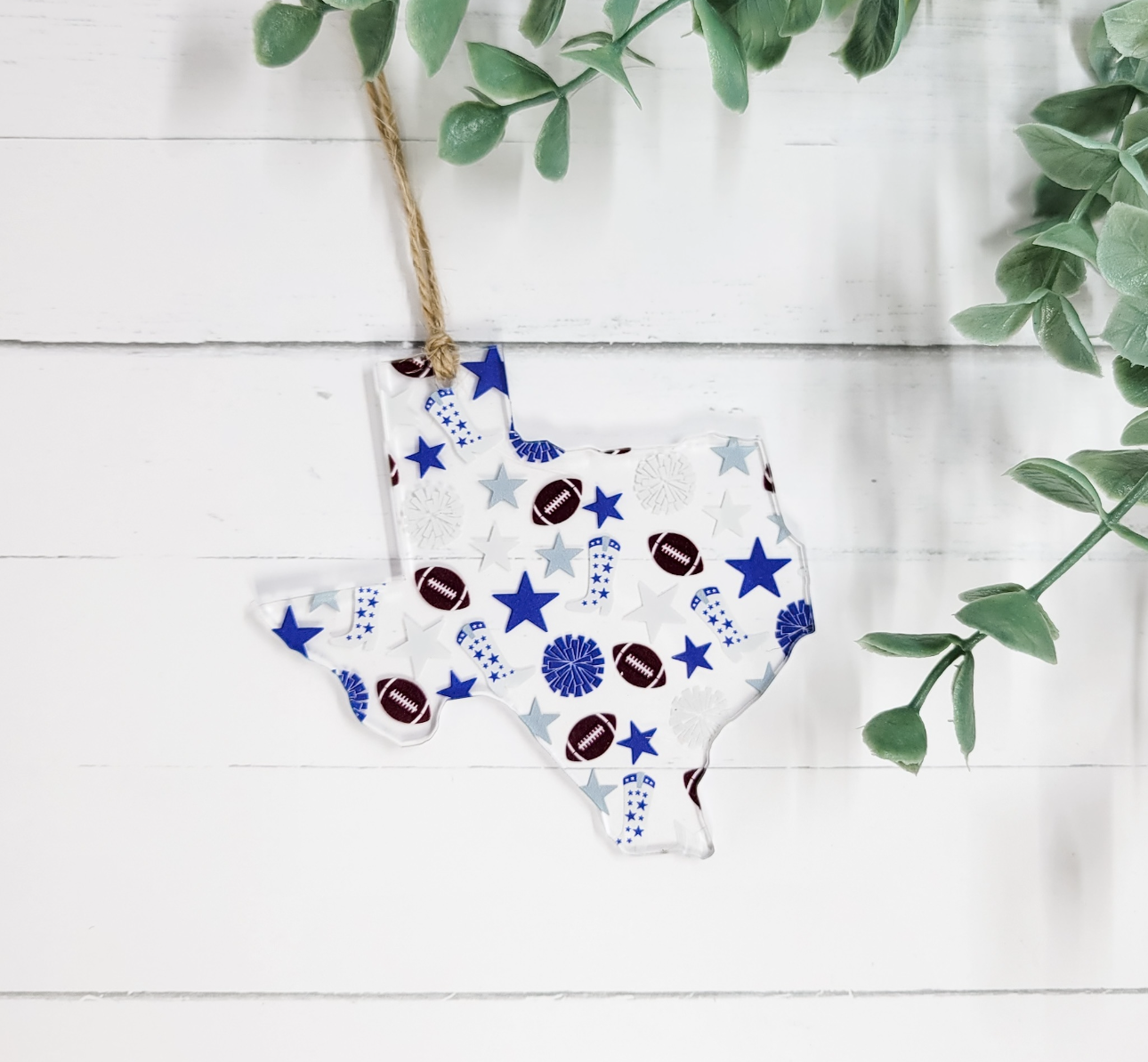 Texas Blue Football and Boots Ornament