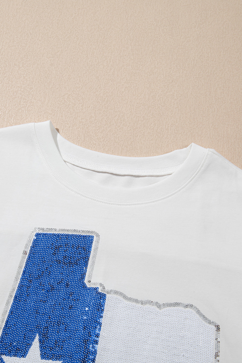 White Sequined Texas Graphic Plus Size T Shirt