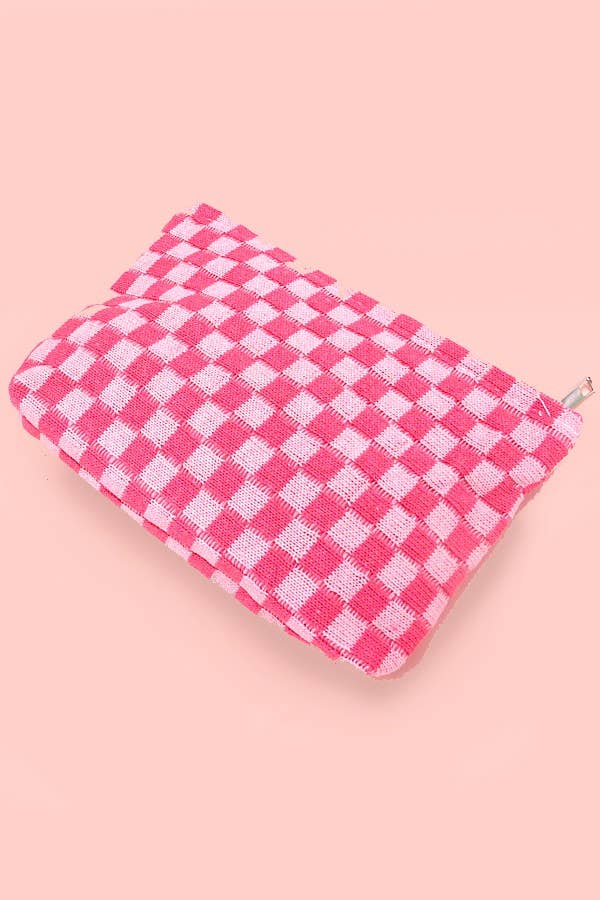 TRAVEL CHECKER MAKEUP COSMETIC POUCH BAG |