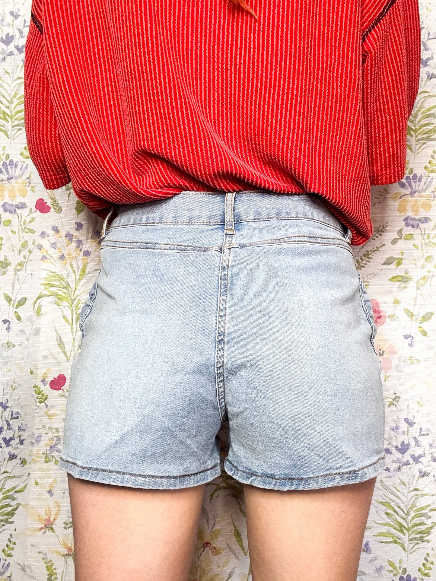 Blue Bow Denim Shorts