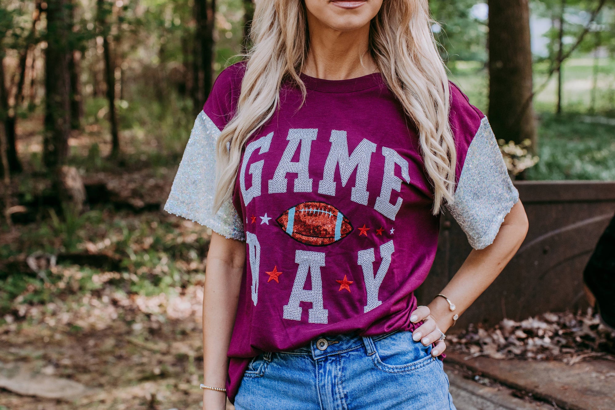 Sequins Embroidery Game Day Tee
