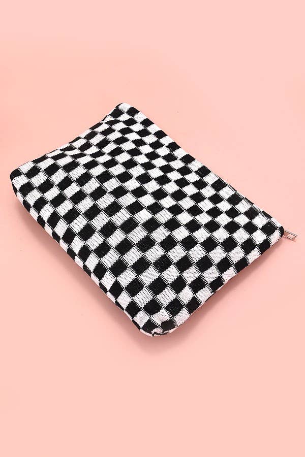 TRAVEL CHECKER MAKEUP COSMETIC POUCH BAG |