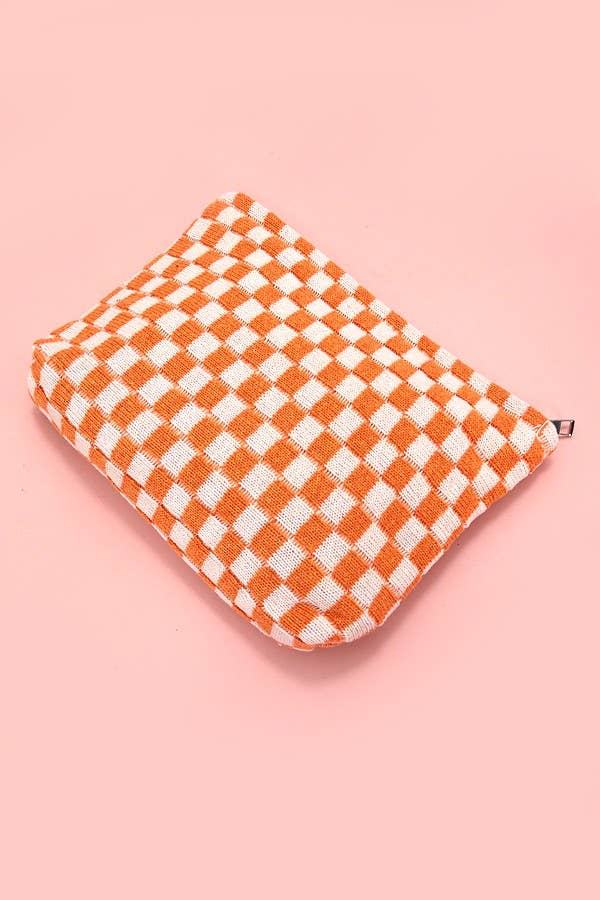 TRAVEL CHECKER MAKEUP COSMETIC POUCH BAG |