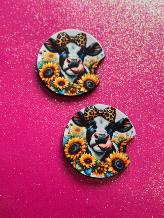 Sunflowers and Cow Car Coasters