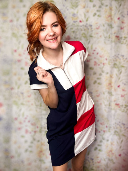 Americana Colorblock T-shirt Mini Dress