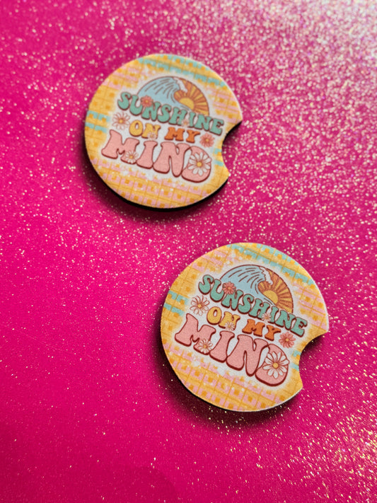 Sunshine on my mind car coasters
