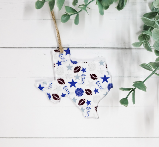 Texas Blue Football and Boots Ornament