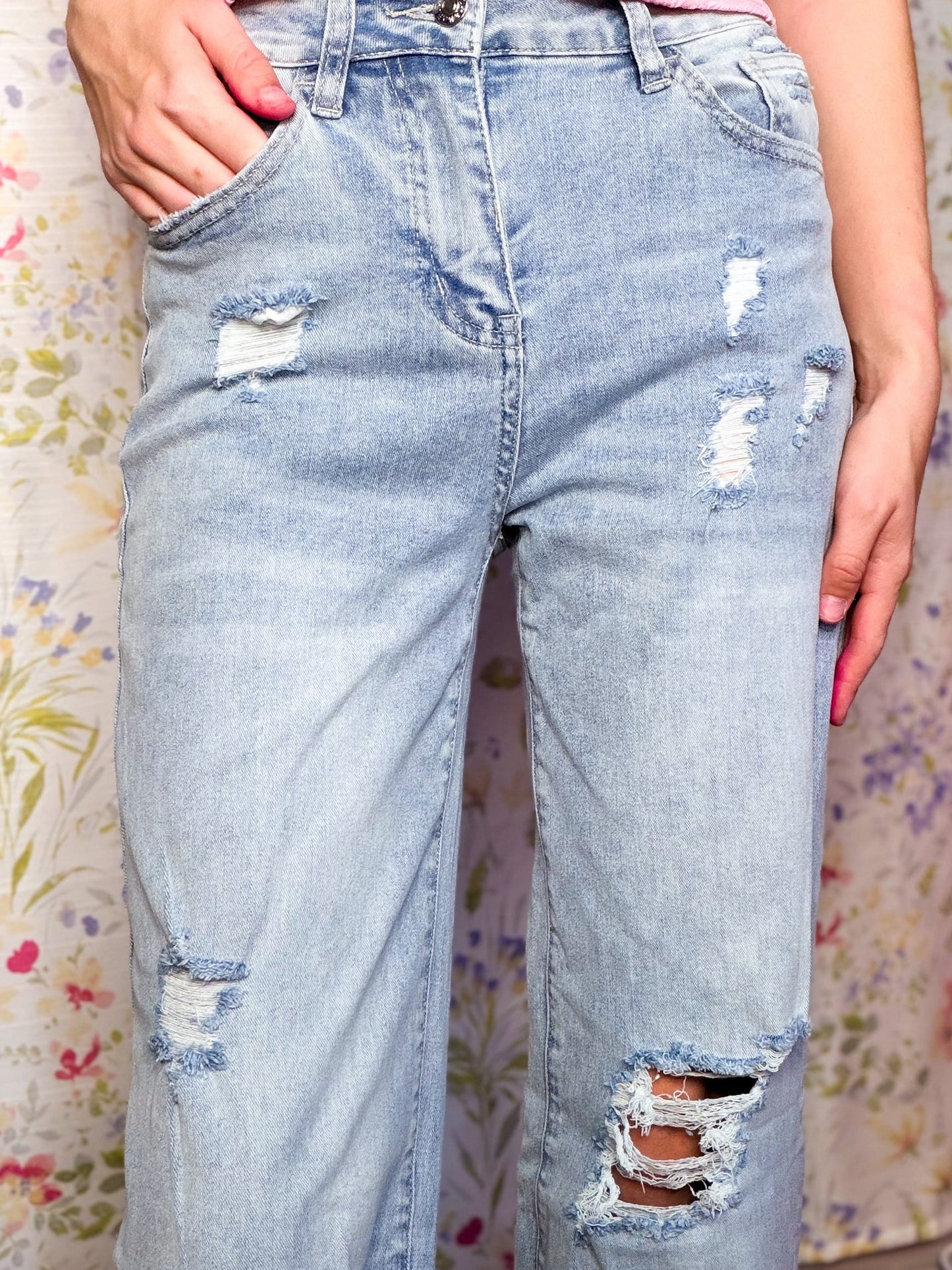 Light Blue Distressed Jeans