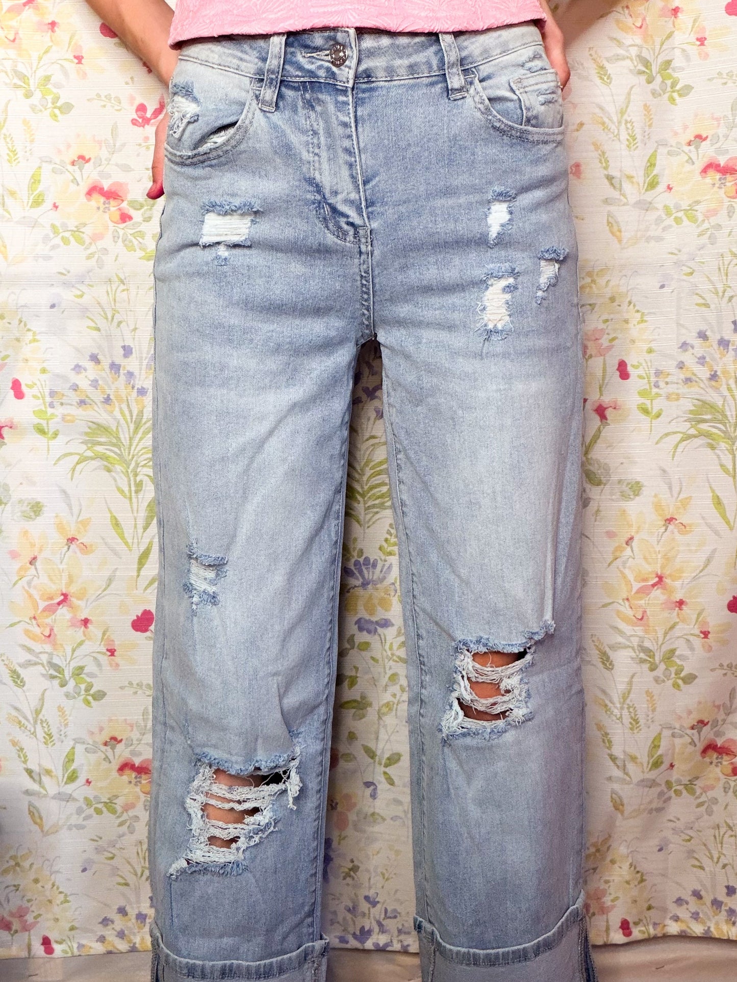 Light Blue Distressed Jeans