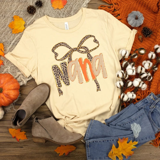 Leopard Bow Name Tee