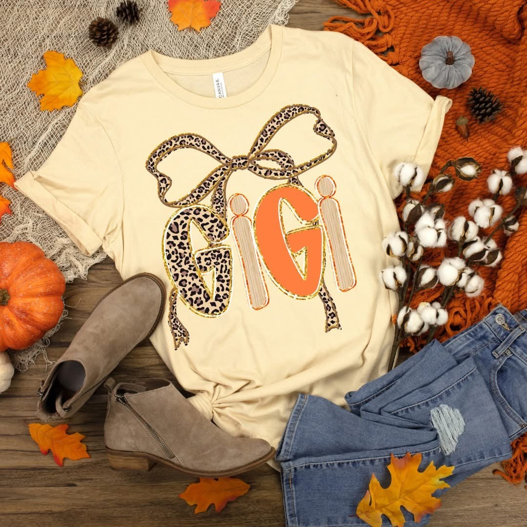 Leopard Bow Name Tee