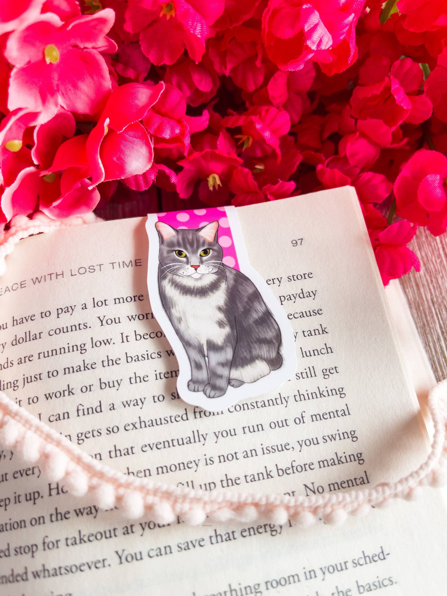 Gray Cat Charity Magnetic Bookmark