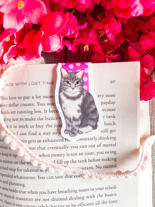 Gray Cat Charity Magnetic Bookmark