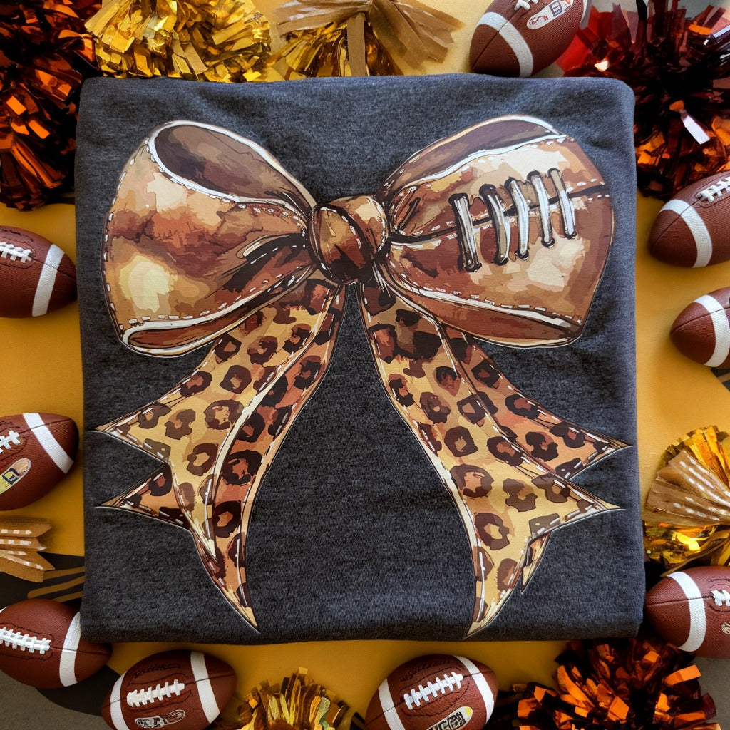 Football Cheetah Bow Tee